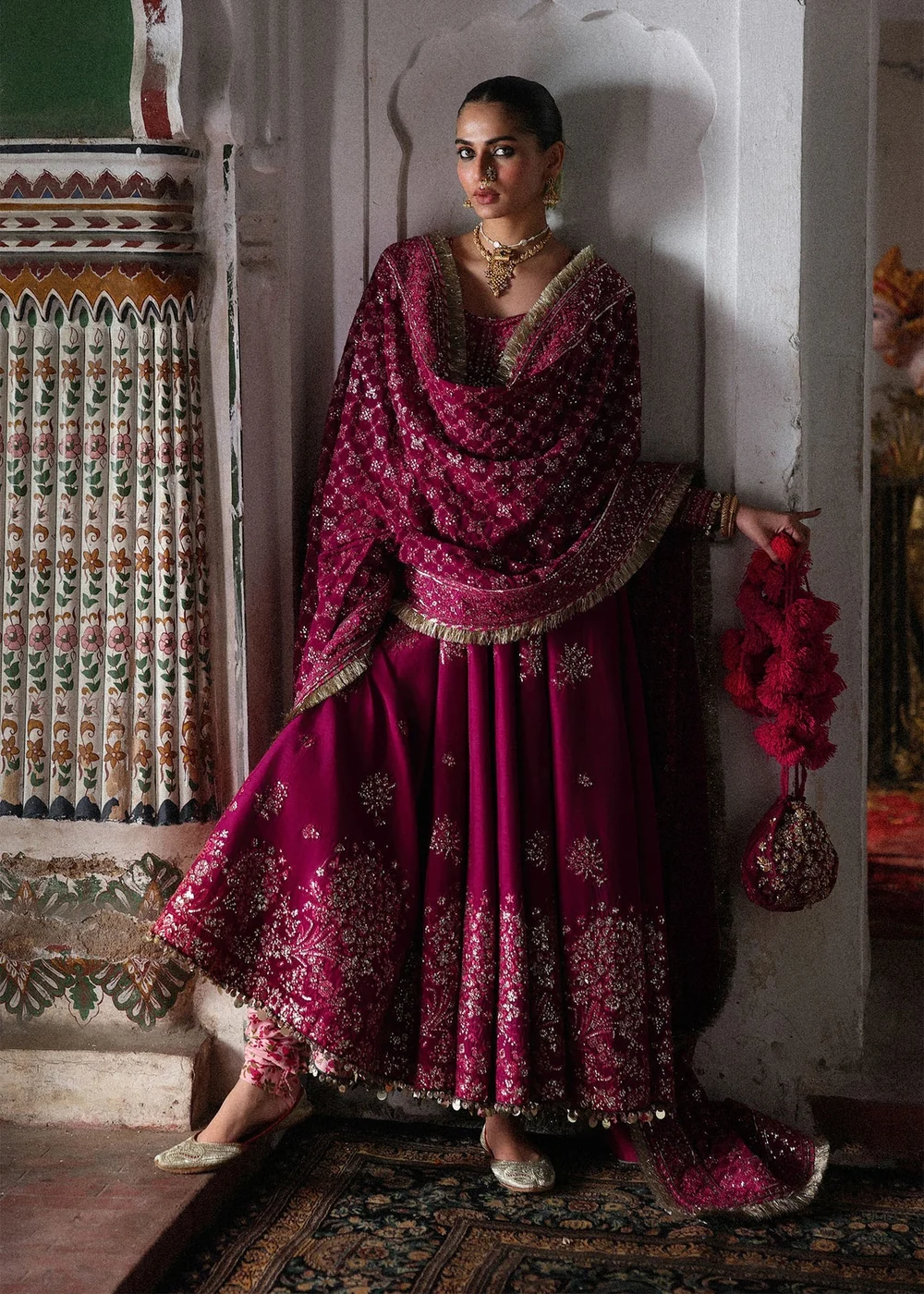 Hussain Rehar Gulpanra deep magenta formal ensemble