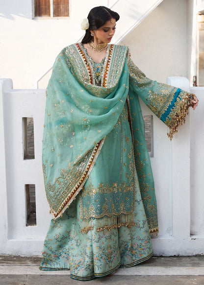 Luxury Pakistani formal dress with embellished dupatta