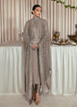 Hussain Rehar Lucent grey raw silk formal shirt with silver embellishments
