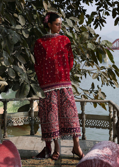 Deep plum Pakistani designer dress with intricate adda work