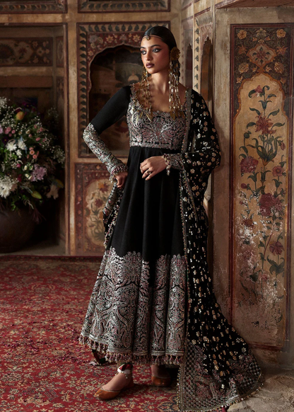 Hussain Rehar Noor Jehan luxury Pakistani black formal dress
