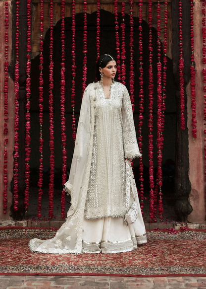 Ivory Pakistani embroidered formal outfit
