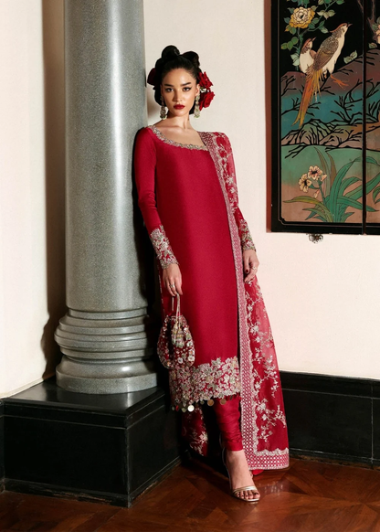 Hussain Rehar Zephira ruby red formal dress

