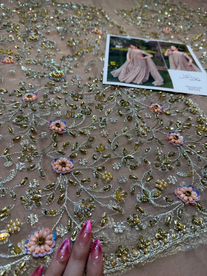 Haris Shakeel – Aleena Khan (Champagne Onion Pink Colour Customised)