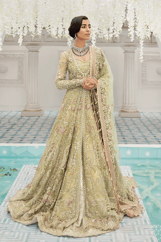 Iris sage green hand embellished bridal dress