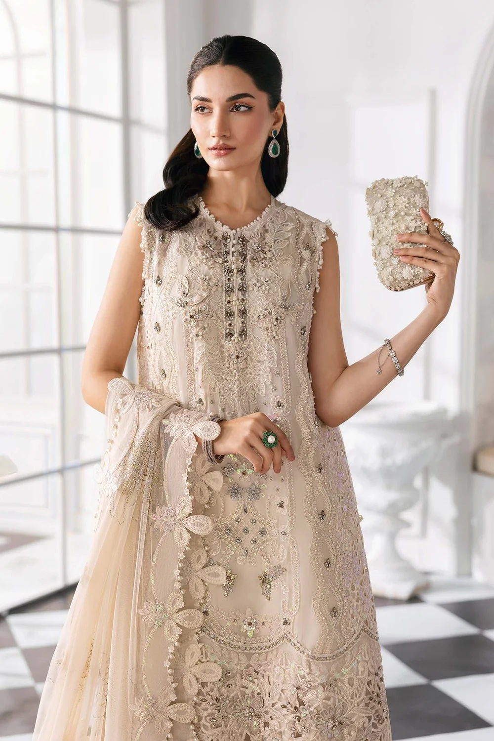 Embroidered 3 piece Pakistani formal dress