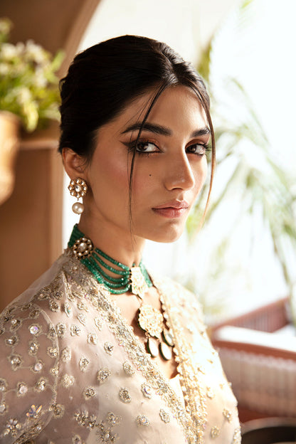 Ivory formal ensemble with embroidered dupatta