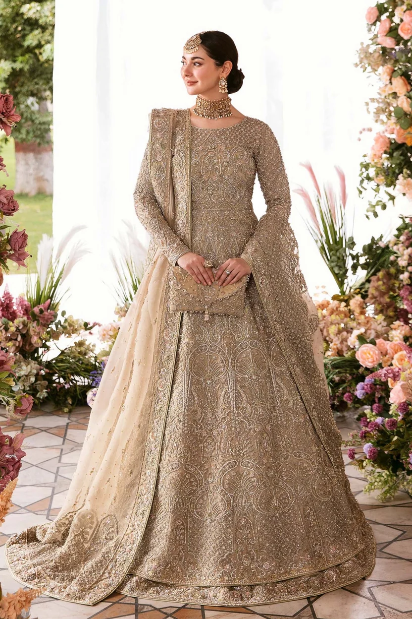 Sage-green Minha outfit with intricate tonal embroidery