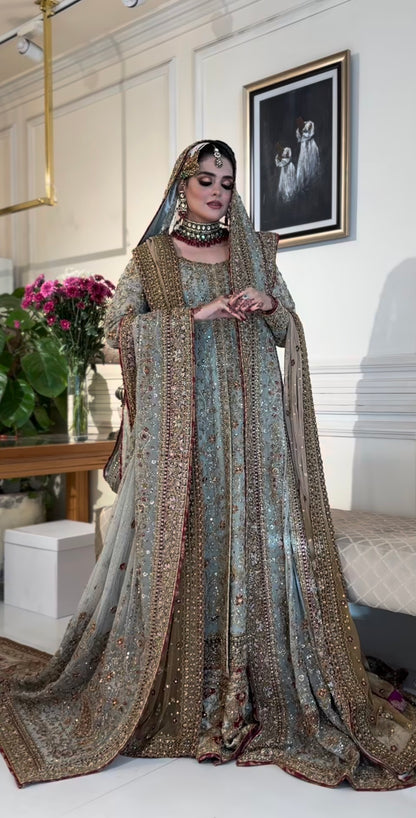 Light Cinderella blue dress with zardozi and dabka craftsmanship