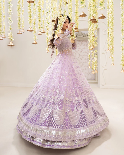 Lilac Pakistani formal dress with chiffon dupatta