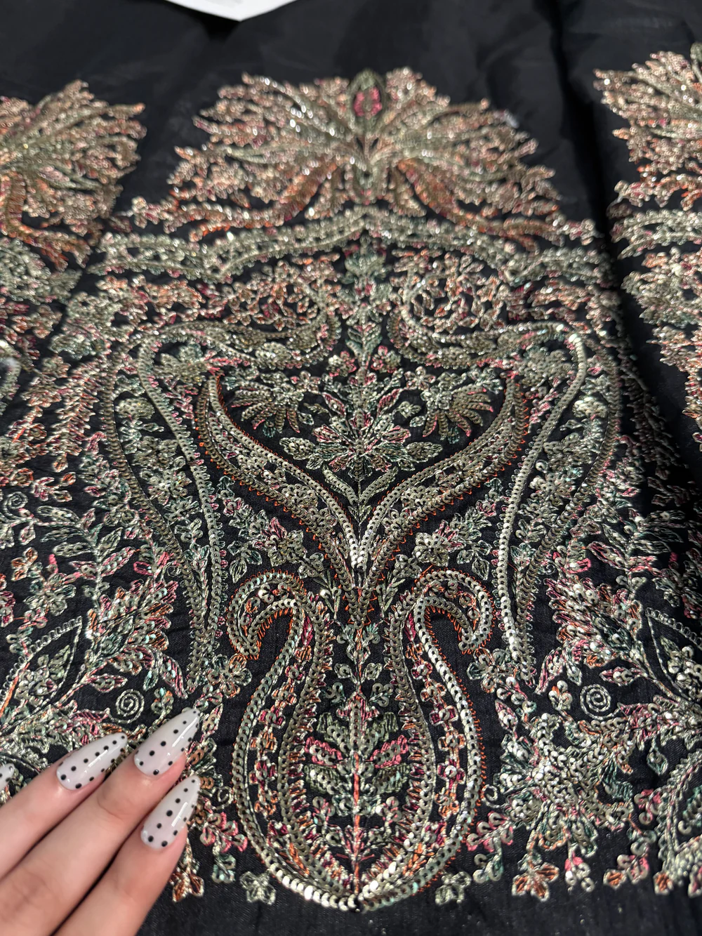 Pakistani wedding guest dress with hand embroidery and sequins