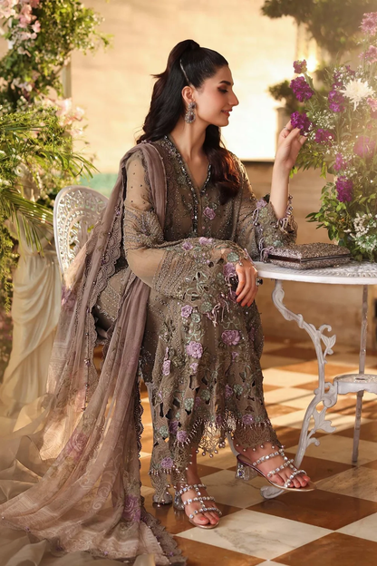 Pakistani designer inspired mocha brown formal dress