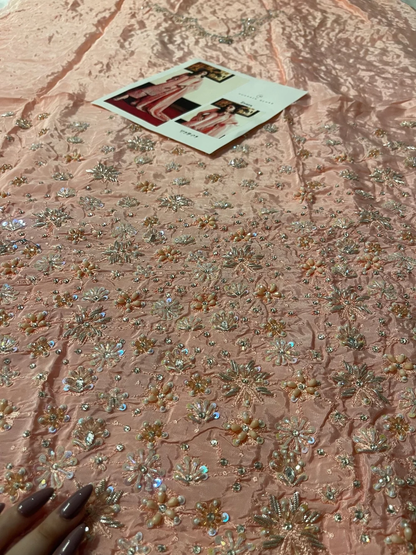 Pakistani wedding guest dress in blush pink