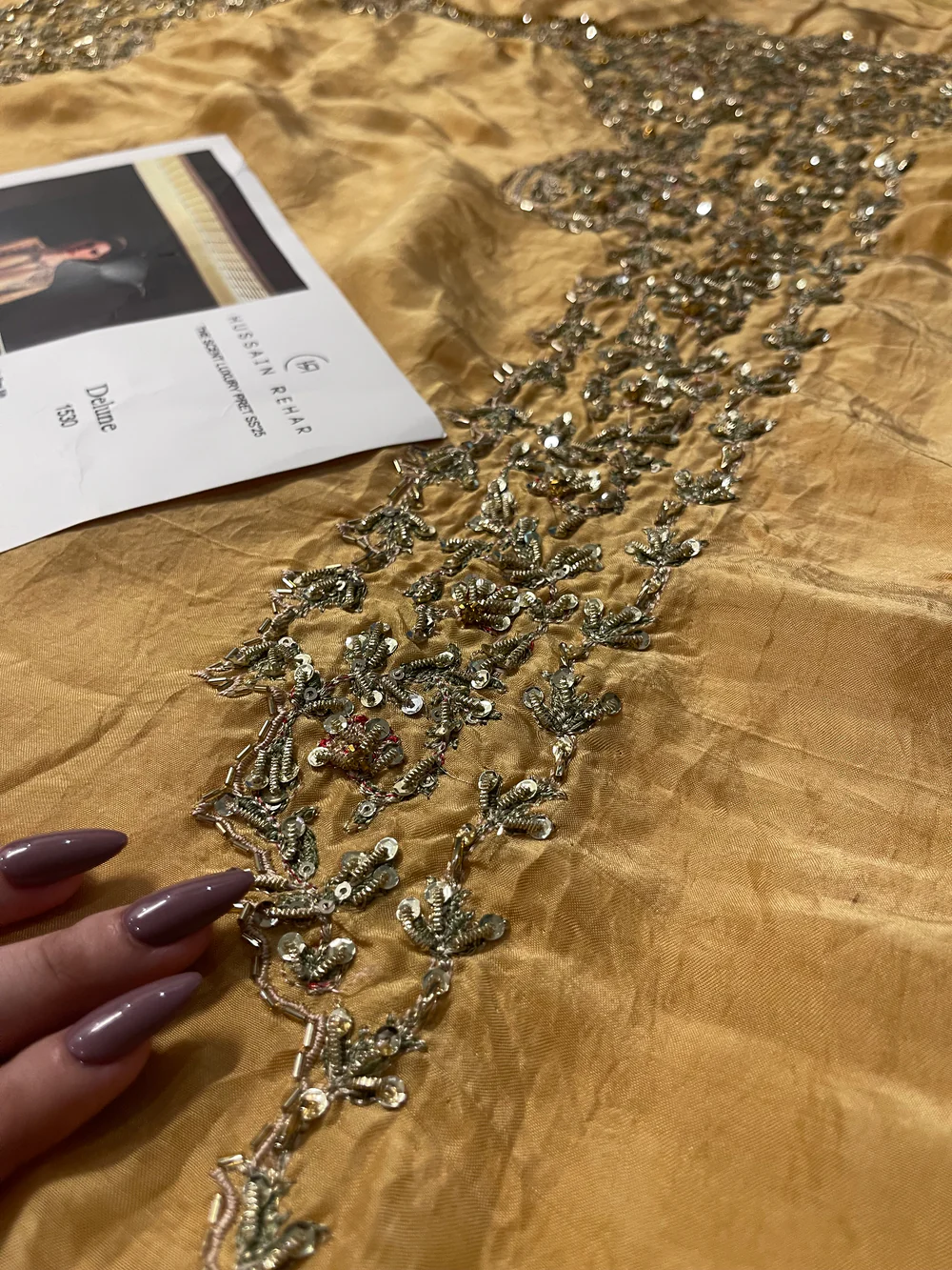 Pakistani wedding guest dress in champagne gold