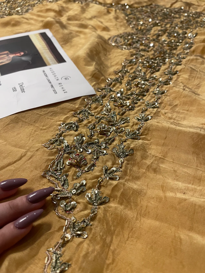 Pakistani wedding guest dress in champagne gold