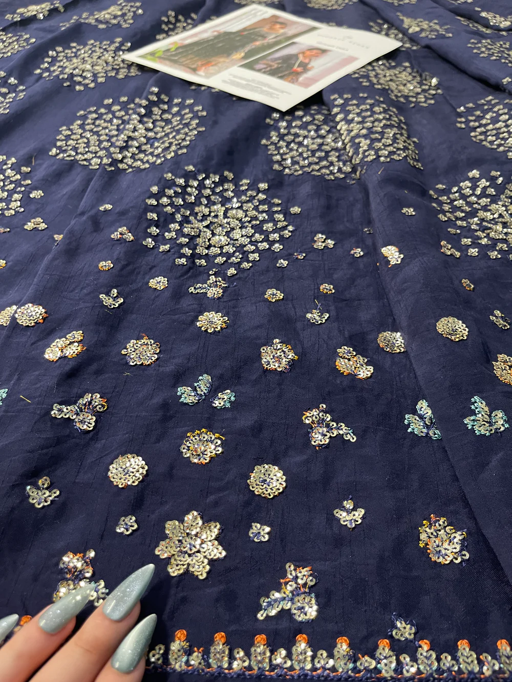 Pakistani wedding guest dress with hand embroidery and sequins