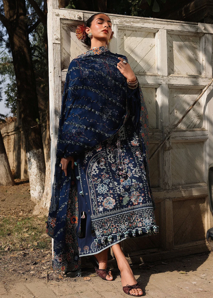 Designer navy blue lawn suit for summer and Eid