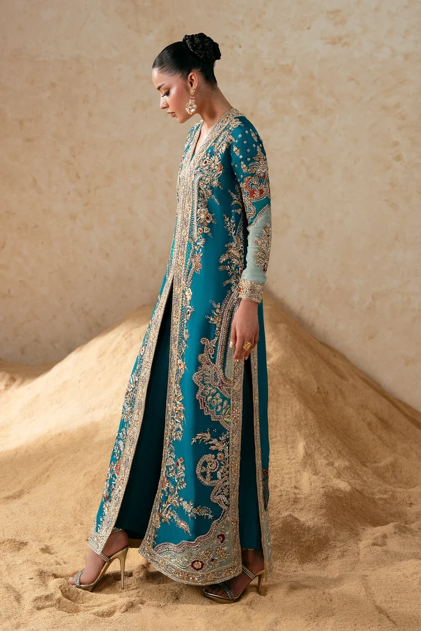 Firoza Muse featuring zardozi work and multicoloured bead embellishment