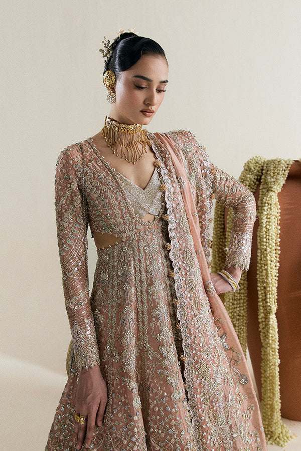 Blush pink Mahveen flared bridal outfit