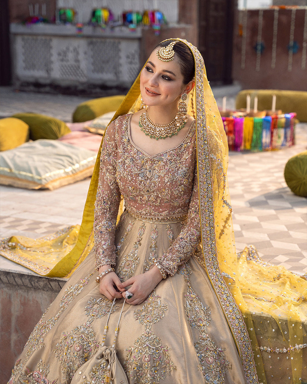 Tea pink choli with tilla gemstone and sequin work