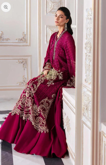 Magenta Pakistani embroidered formal ensemble