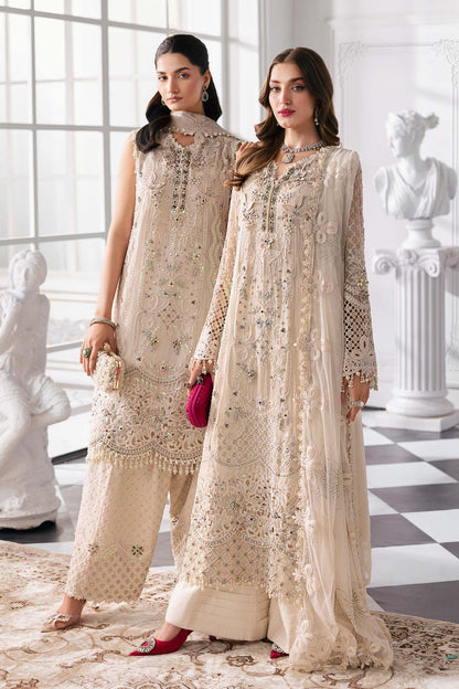 Beige embroidered Pakistani formal suit
