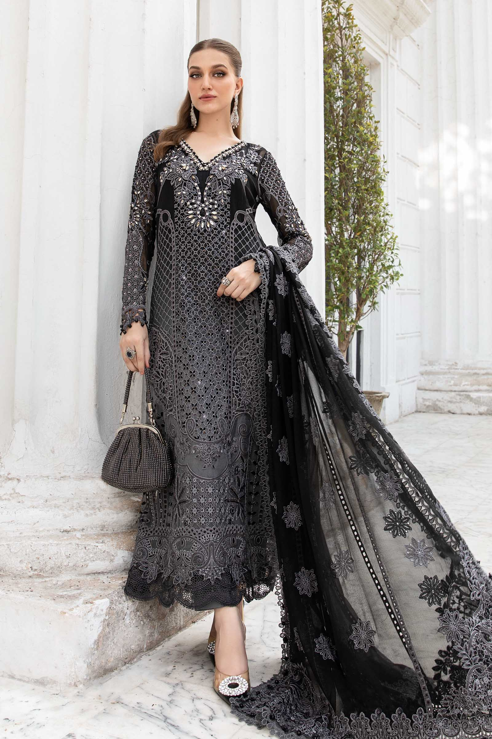 Maria.B Chiffons MPC-24-101 black embroidered suit