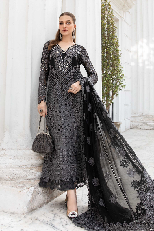 Maria.B Chiffons MPC-24-101 black embroidered suit
