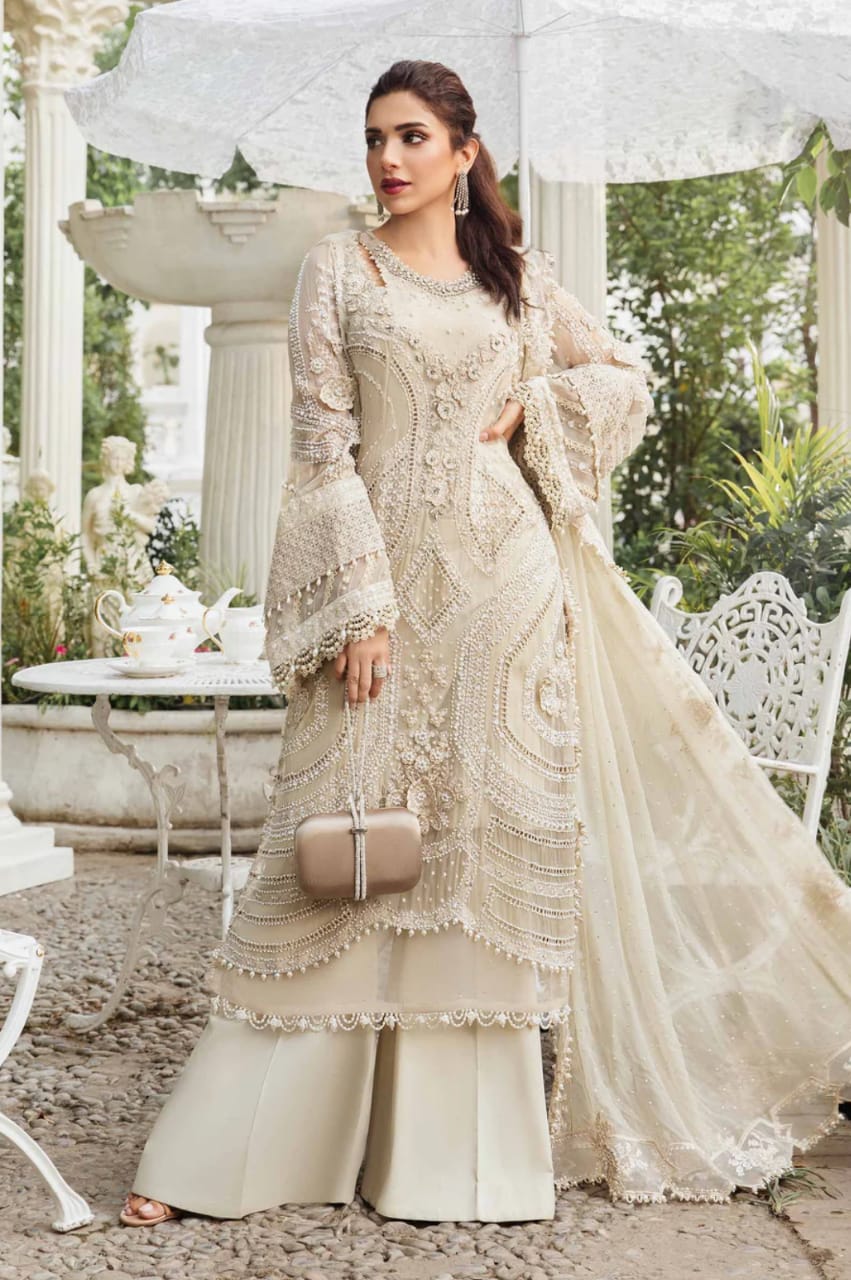 Maria.B Chiffons MPC-24-104 coffee embroidered suit