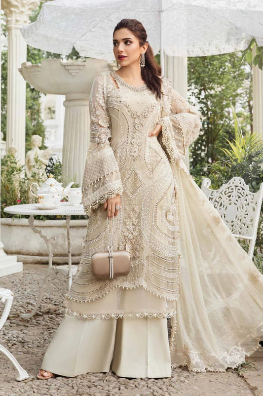 Maria.B Chiffons MPC-24-104 coffee embroidered suit