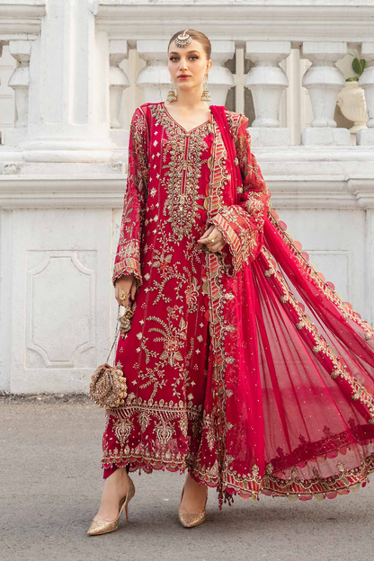 Maria.B Chiffons MPC-24-107 bright pink embroidered suit