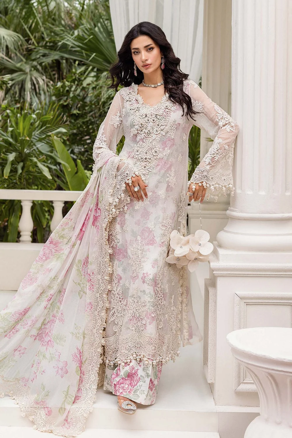 Maria.B Chiffons MPC-25-101 Off White Rose suit