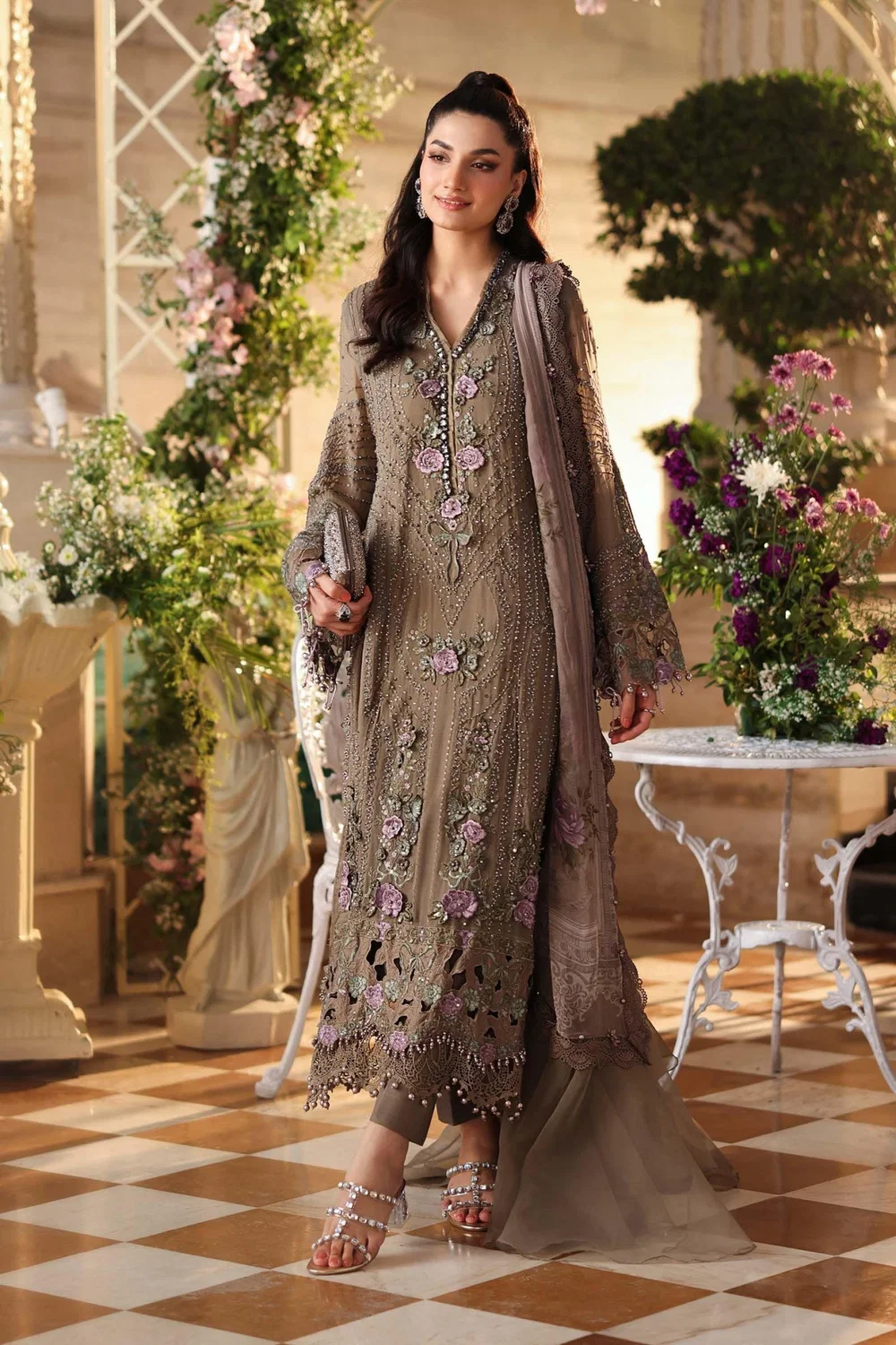Maria.B Chiffons MPC-26-102 Muted Mocha Brown dress