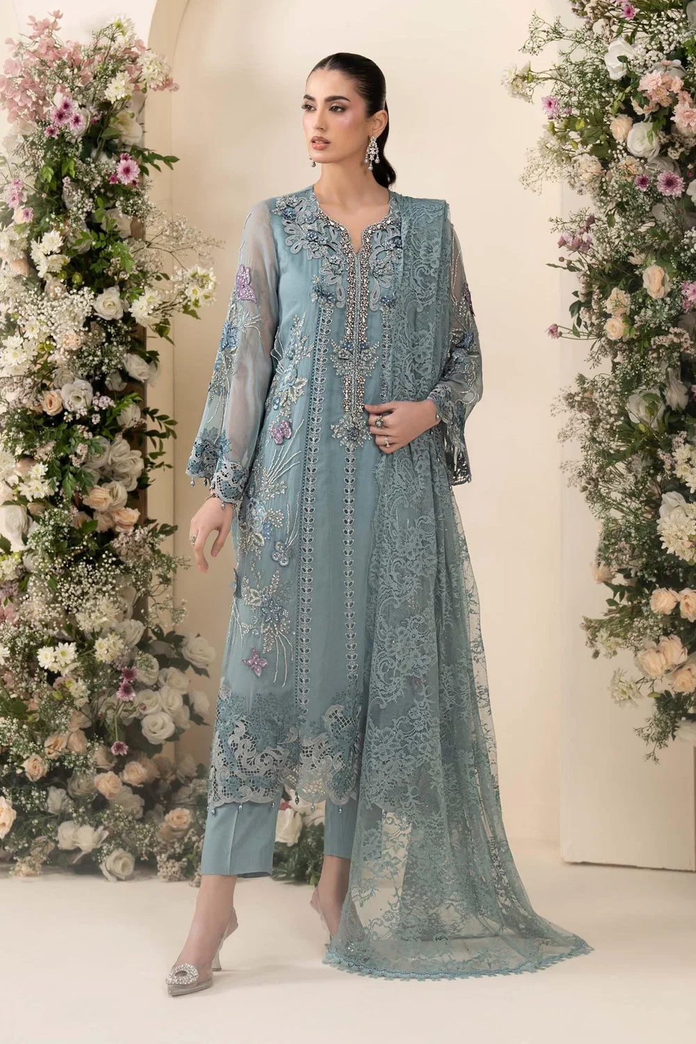 Maria.B Chiffons MPC-26-106 Slate Blue dress