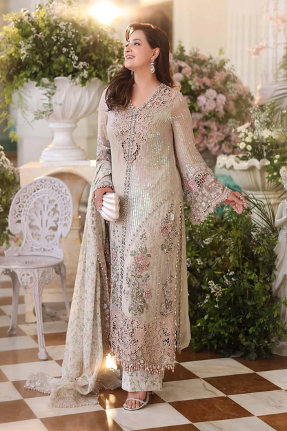 Maria.B Chiffons MPC-26-107 Ivory Beige dress