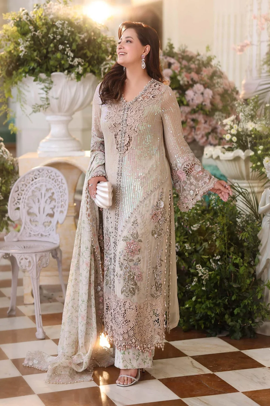 Maria.B Chiffons MPC-26-107 Ivory Beige dress