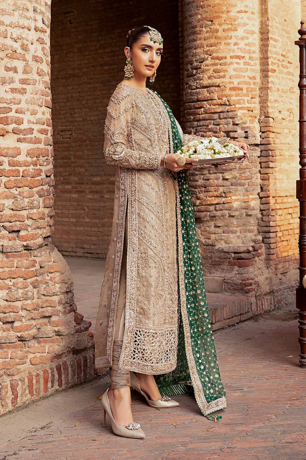 Maria.B Couture D5 1488 with green embroidered dupatta