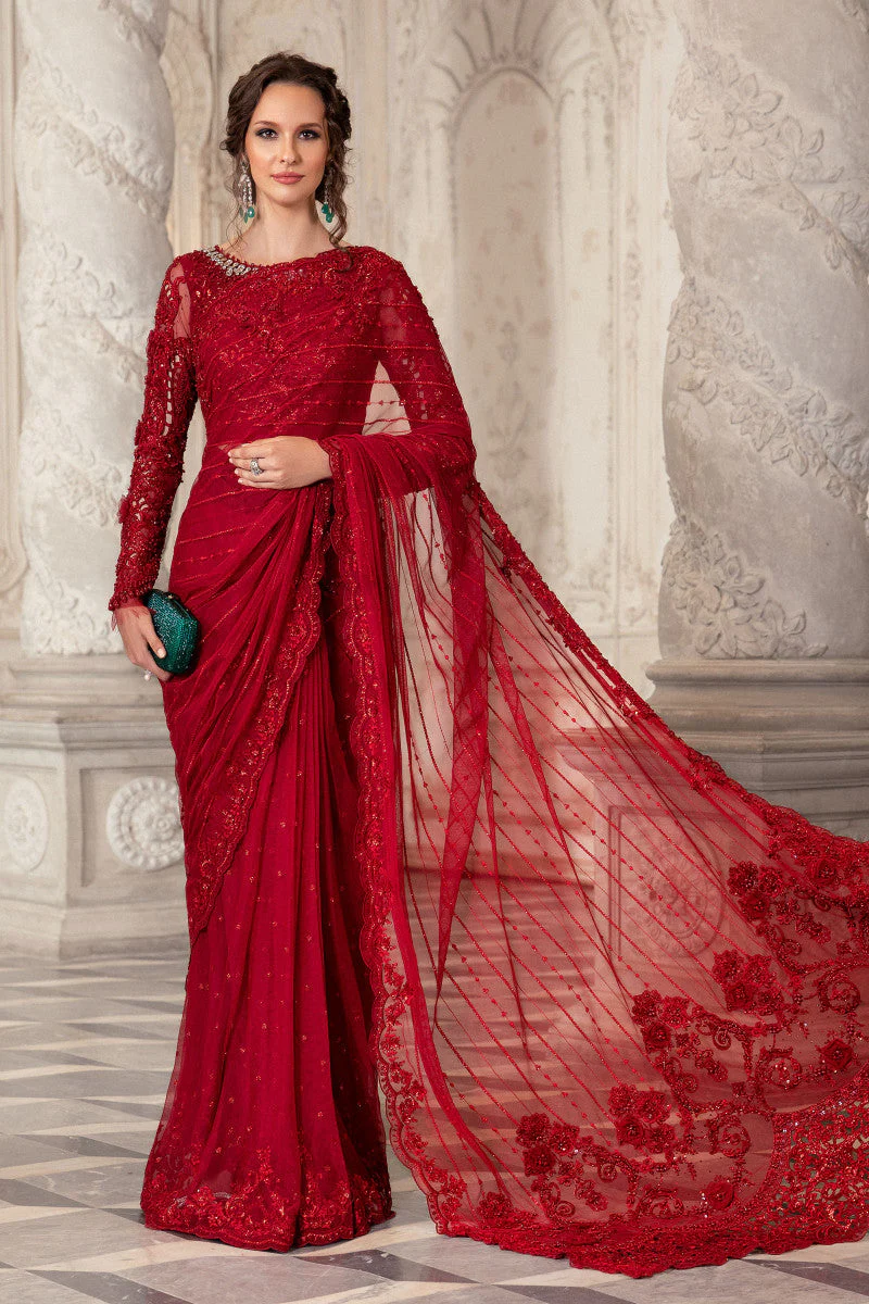 Maria.B Couture Red MC-051 embroidered saree