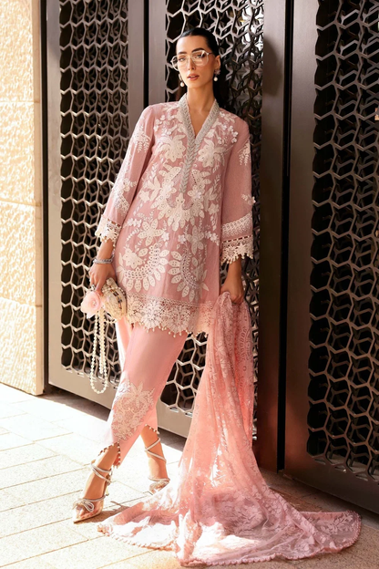 Pastel pink embroidered Pakistani dress
