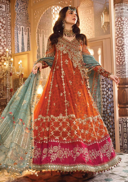 Pakistani bridal dress with sage green embroidered dupatta