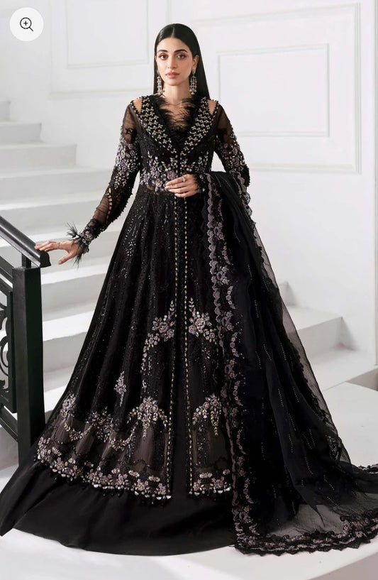 Maria.B Embroidered BD-3004 black formal dress