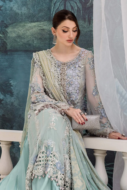 Pakistani embroidered chiffon suit with dupatta