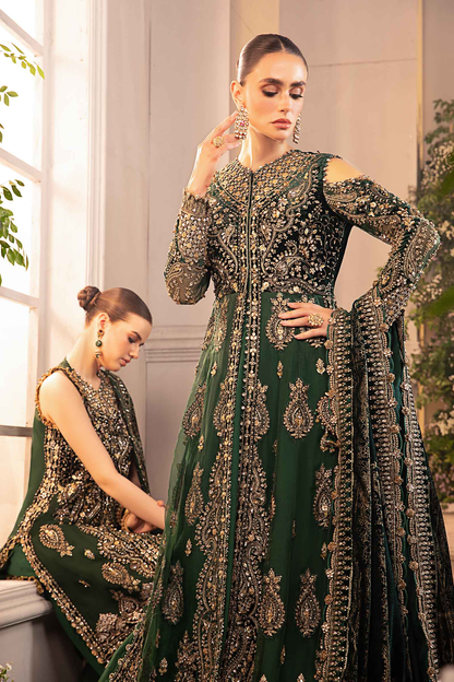 Emerald green velvet shirt with gold hand embellishments