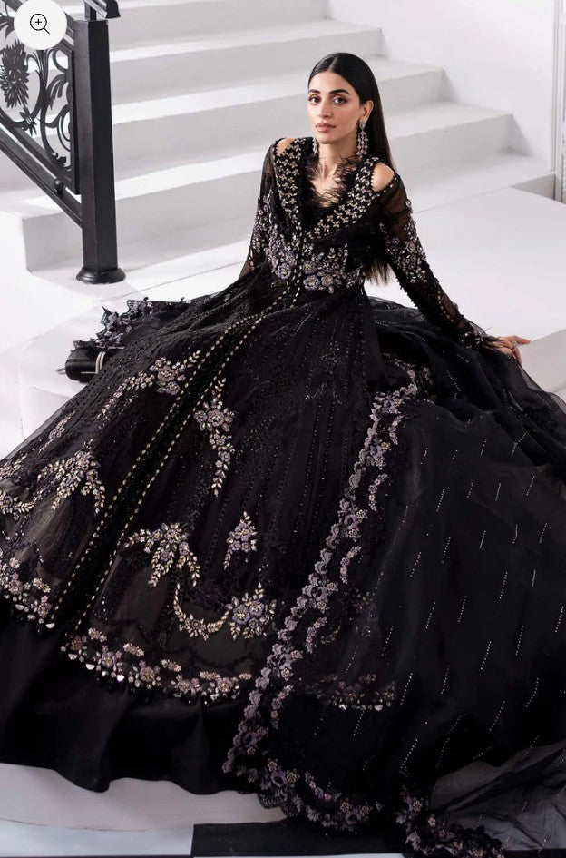 Black embroidered Pakistani chiffon suit