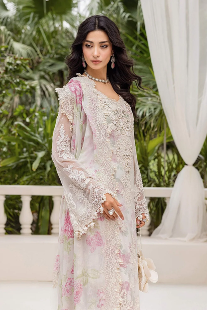 Pakistani embroidered chiffon suit with printed dupatta
