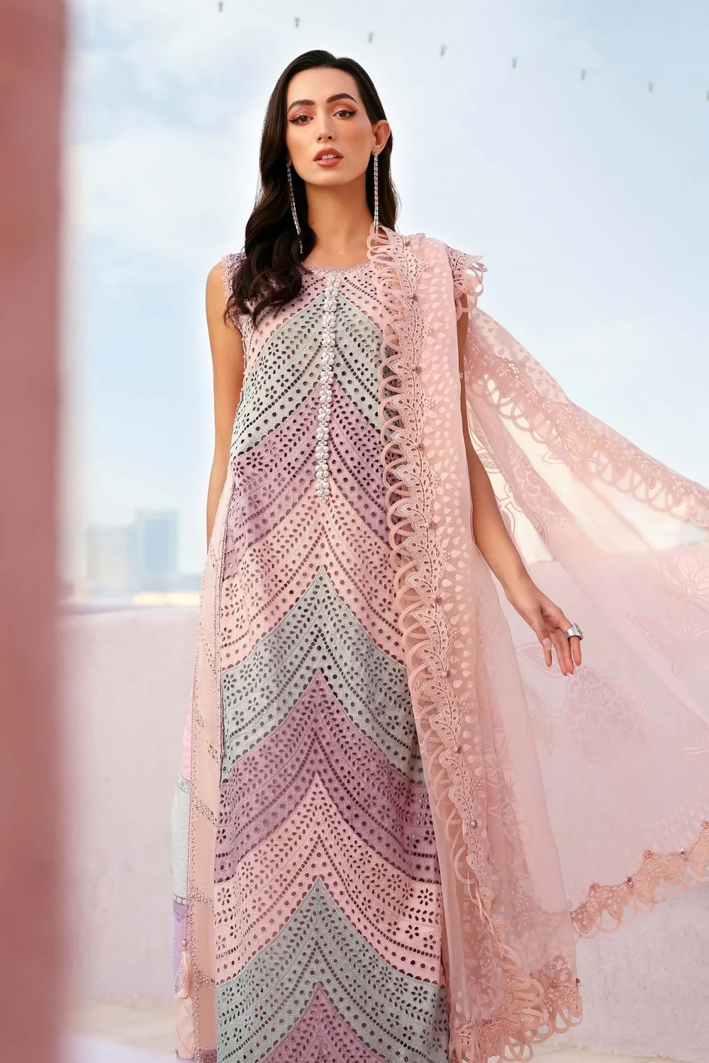 Pakistani designer inspired pastel pink suit