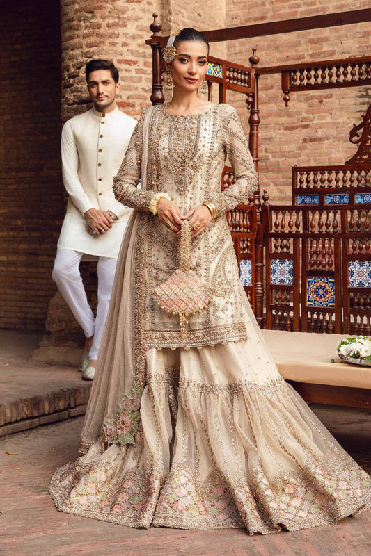 Maria.B Ishtar ivory embroidered gharara