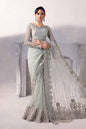 Maria.B Mariella sage green and silver embroidered saree
