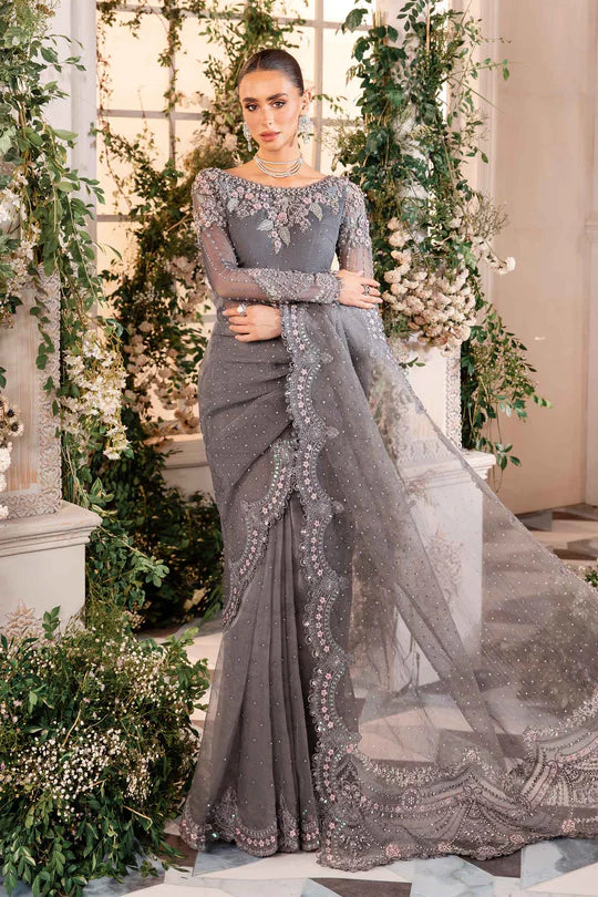 Maria.B Mbroidered BD-2902 grey formal dress