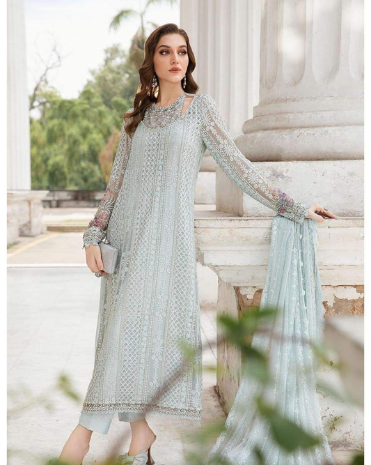 Maria.B MPC-24-103 ice blue embroidered suit